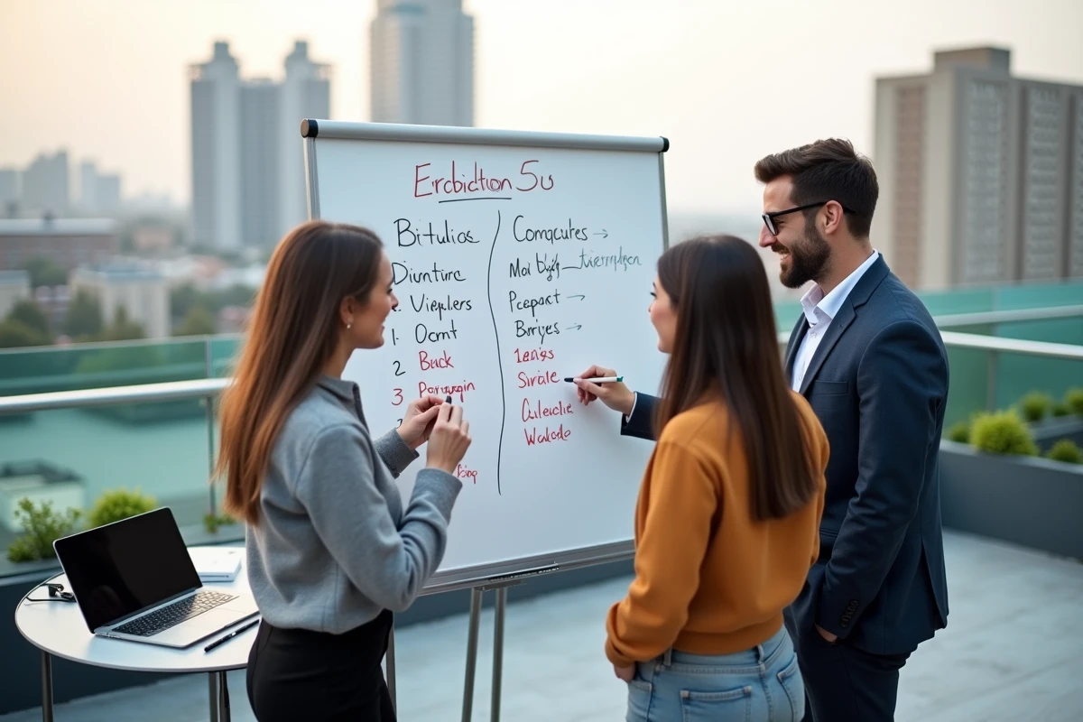 Jeunes professionnels discutant autour d
