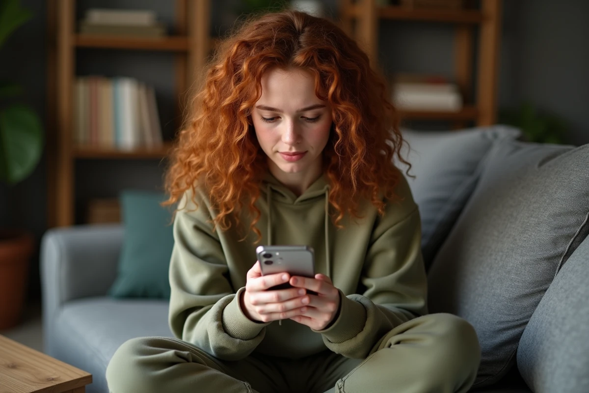 Jeune femme cherchant à récupérer ses photos supprimées dans l'album récemment supprimé de son iPhone