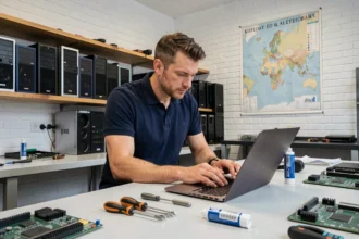 Technicien en réparation informatique dans un atelier professionnel en Centre-Val de Loire
