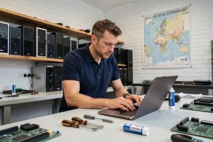 Technicien en réparation informatique dans un atelier professionnel en Centre-Val de Loire